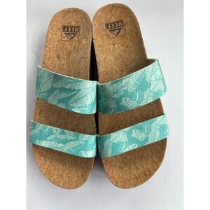 Reef Cushion Vista Sandals - Aqua Palm Leaf - Women's Size 10 - EXCELLENT